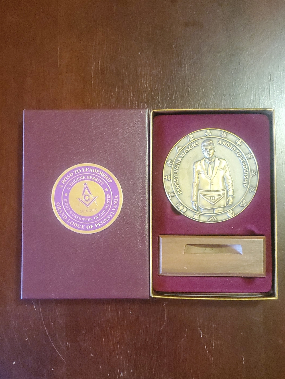 Grand Lodge of Pennsylvania Commemorative Medal - Burgundy Box